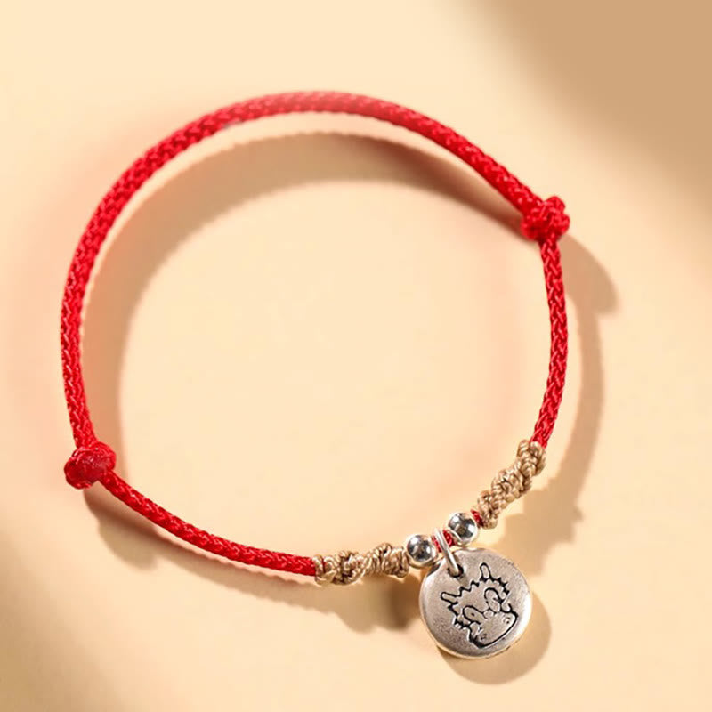 KarmaRipple's Handmade 999 Sterling Silver Year of the Dragon Cute Chinese Zodiac Fortune Woven Bracelet ( p1
