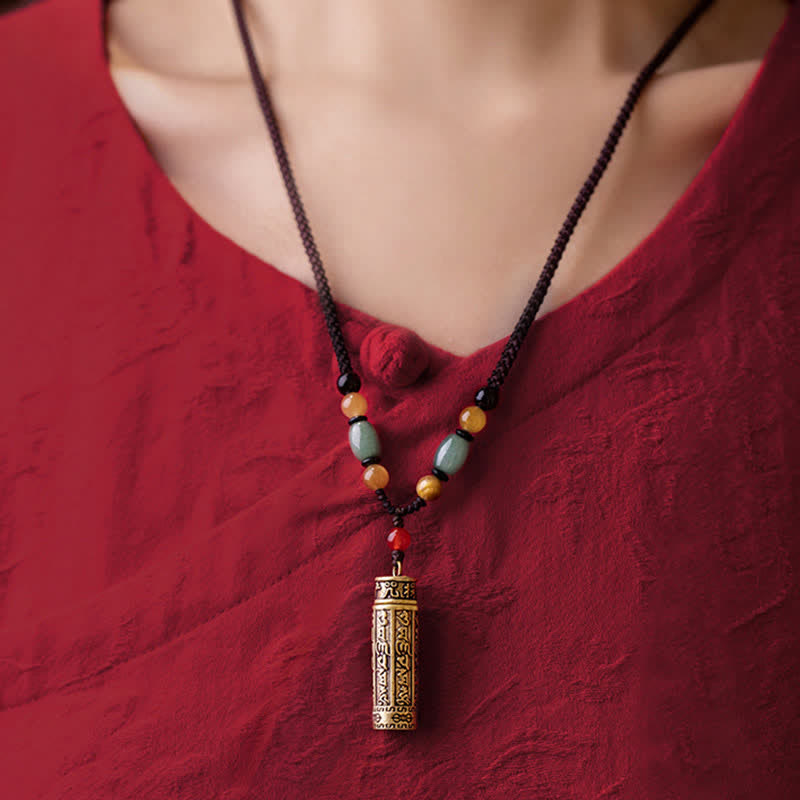 KarmaRipple's Buddhastoneshop Tibet Om Mani Padme Hum Agate Shurangama Sutra Protection Pendant Necklace p7