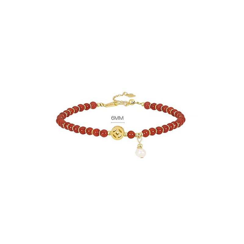 KarmaRipple's 14K Gold Plated Bronze Red Agate Bronze Coin Confidence Bracelet p10