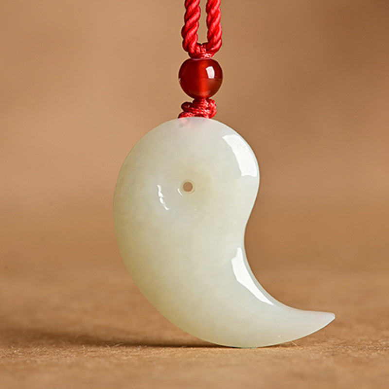 KarmaRipple's Yin Yang Ivory Jade Cyan Jade Protection Blessing Pendant String Necklace p8