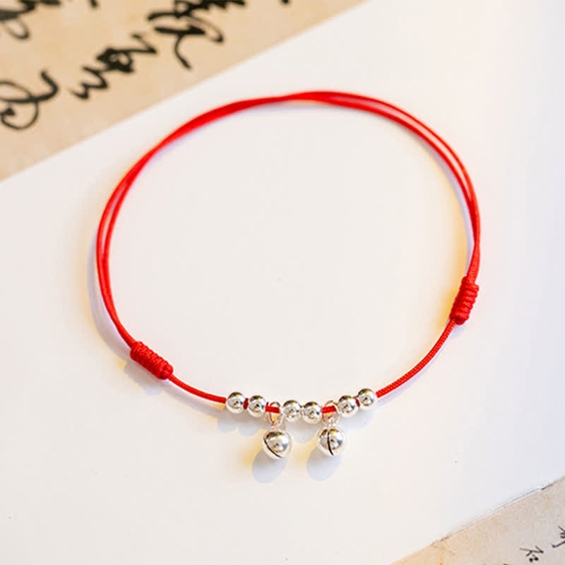 KarmaRipple's 925 Sterling Silver Red String Braid Bell Talisman Anklet p8