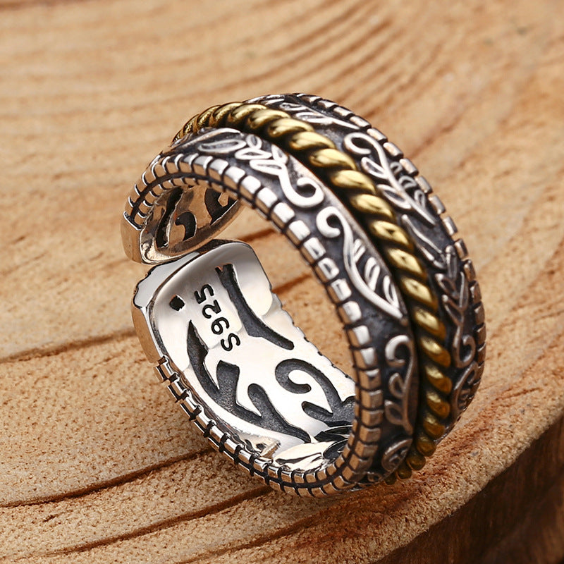 KarmaRipple's 925 Sterling Silver Tang Dynasty Flower Design Fortune Adjustable Ring p5