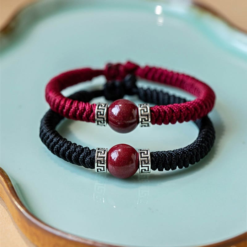 KarmaRipple's 925 Sterling Silver Authentic Cinnabar Bead Calm Handmade Woven String Bracelet p14