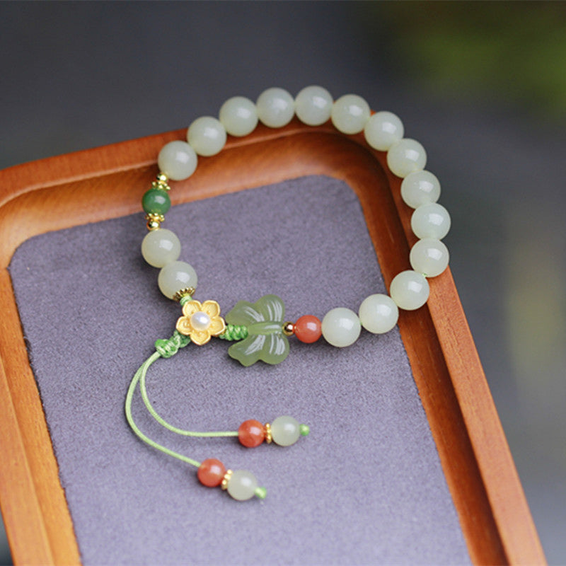 KarmaRipple's 925 Sterling Silver Jade Fortune Flower Butterfly Bracelet p5