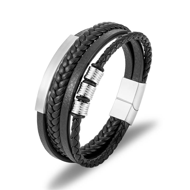 KarmaRipple's Leather Multi-Layer Titanium Steel Balance Woven Magnetic Buckle Bracelet p28