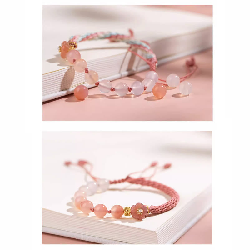 KarmaRipple's Authentic Gradient Agate Reincarnation Weave Peach Blossom Wealth Fortune Handmade String Bracelet p14