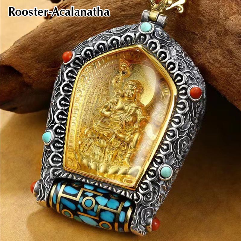 KarmaRipple's Tibet Chinese Zodiac Natal Buddha Thangka Prosperity Rotatable Dzi Bead Pendant Necklace p7