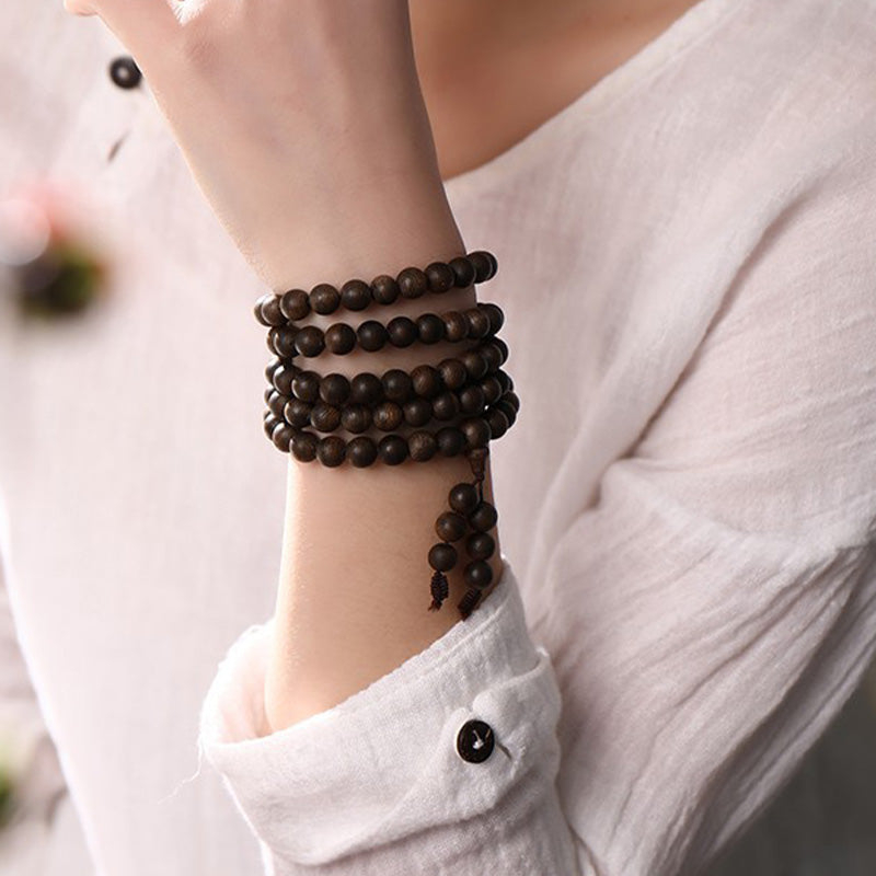 KarmaRipple's 108 Mala Beadwork Agarwood Peace Strength Calm Bracelet p7