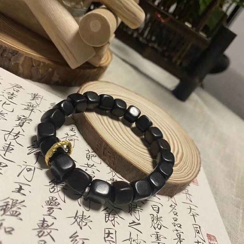 KarmaRipple's Tibetan Ebony Wood Square Beadwork Peace Calm Bracelet p5