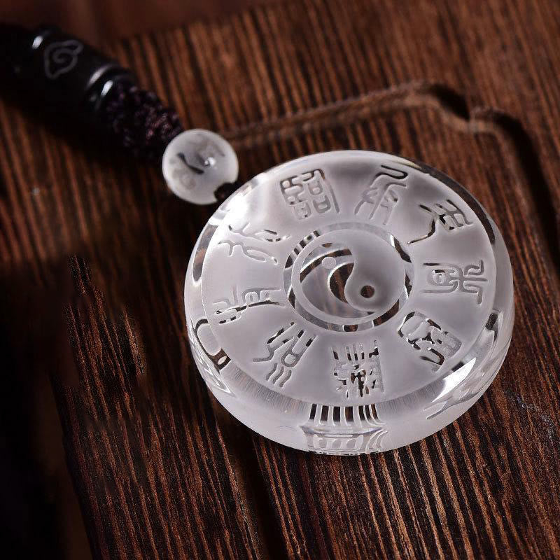 KarmaRipple's Taoism Five Sacred Mountains Yin Yang Symbol Liuli Gemstone Balance Pendant Necklace Key Chain p5