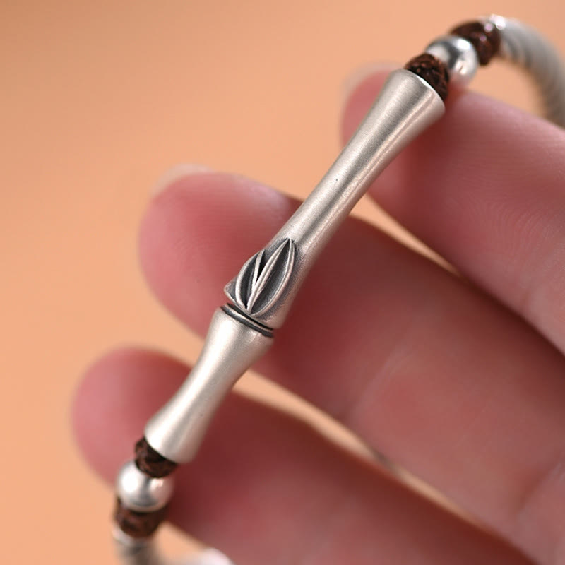 KarmaRipple's 999 Sterling Silver Bamboo Pattern Cicada Fortune Wealth Bracelet p10