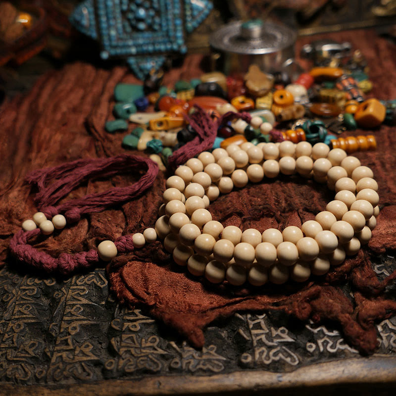 KarmaRipple's 108 Mala Beadwork Abelia Biflora Wood Warding Off Evil Spirits Wrist Mala p3