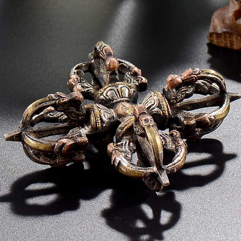 KarmaRipple's Tibetan Handmade 5 Prong Double Dorje Bronze Iron Thunderbolt Strength Vajra p11