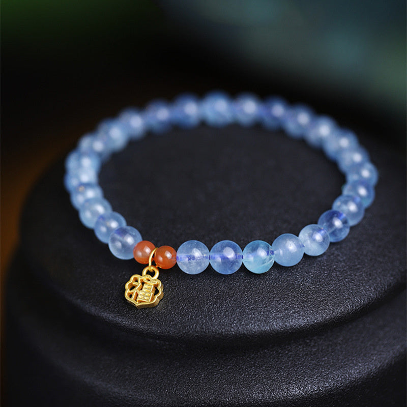 KarmaRipple's Authentic Aquamarine Red Agate Balancing Talisman Bracelet p1