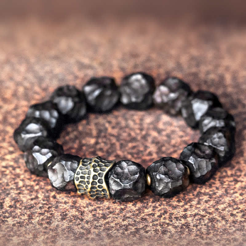 KarmaRipple's Ebony Wood Bronze Peace Balance Pair Bracelet p1