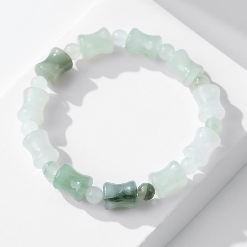 KarmaRipple's Jade Coconut Shell Bamboo Pattern Abundance Fortune Bracelet p9