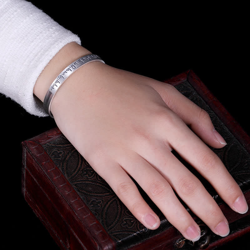 KarmaRipple's 999 Sterling Silver Six True Words Heart Sutra Protection Bracelet Bangle p4