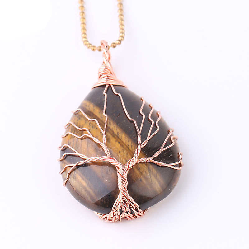 KarmaRipple's Authentic Quartz Gemstone Tree Of Life Balancing Energy Pendant Necklace p47