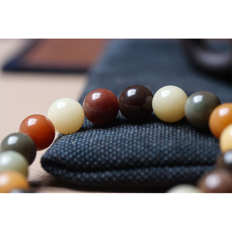 KarmaRipple's Authentic Multicolored Gradient Bodhi Seed Liuli Glass Talisman Peace Bracelet p10