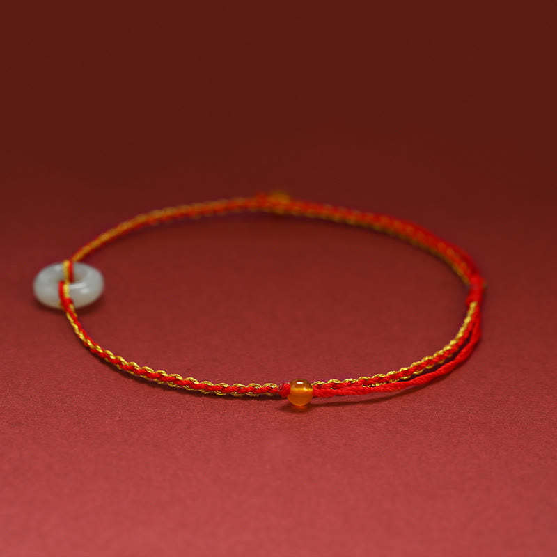 KarmaRipple's Round Peace Buckle Jade Fortune Abundance Woven Bracelet Anklet p4