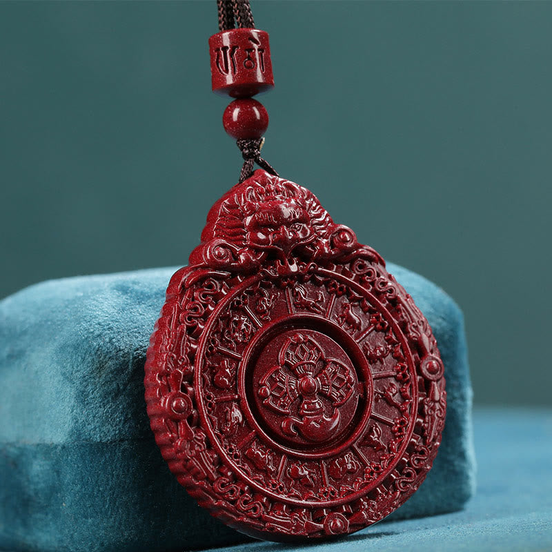 KarmaRipple's Chinese Zodiac Authentic Cinnabar Bagua Amulet Keep Away Evil Spirits Pendant Necklace p12