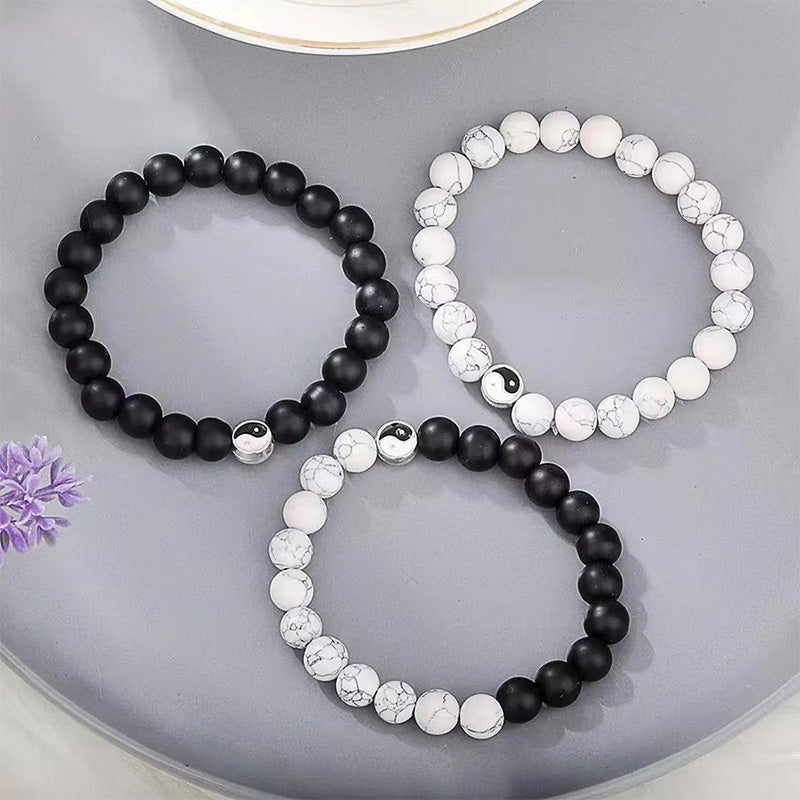 KarmaRipple's 3pcs Authentic Ivory Turquoise Frosted Stone Bead Yin Yang Wealth Bracelet p4