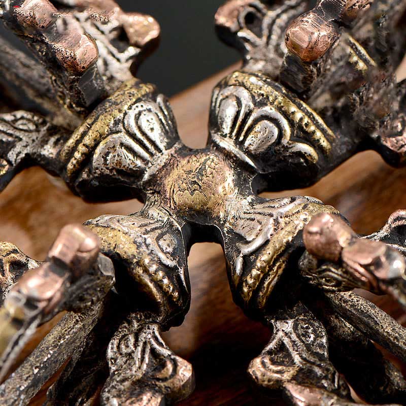 KarmaRipple's Tibetan Handmade 5 Prong Double Dorje Bronze Iron Thunderbolt Strength Vajra p4