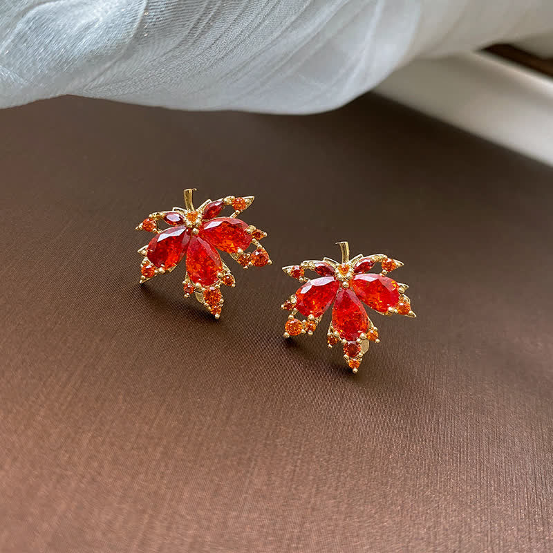 KarmaRipple's Maple Leaf Zircon Fortune Pendant Necklace Ring Earrings p1