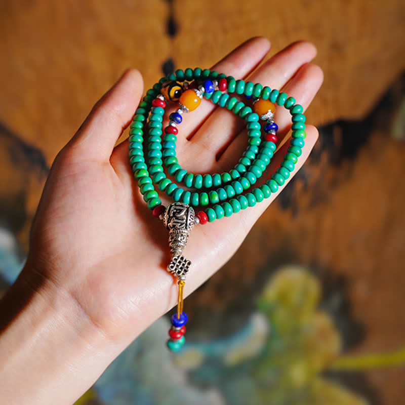 KarmaRipple's 108 Mala Beadwork Tibetan Turquoise Dzi Bead Protection Bracelet p4