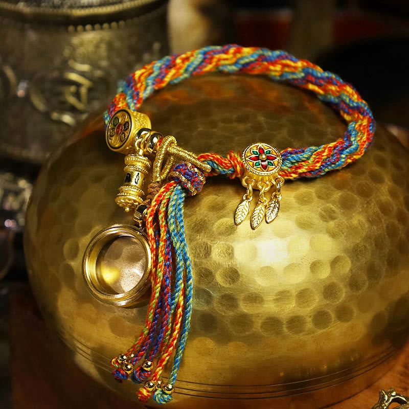 KarmaRipple's Tibetan Om Mani Padme Hum Dreamcatcher Fortune Colorful Reincarnation Weave String Bracelet p5