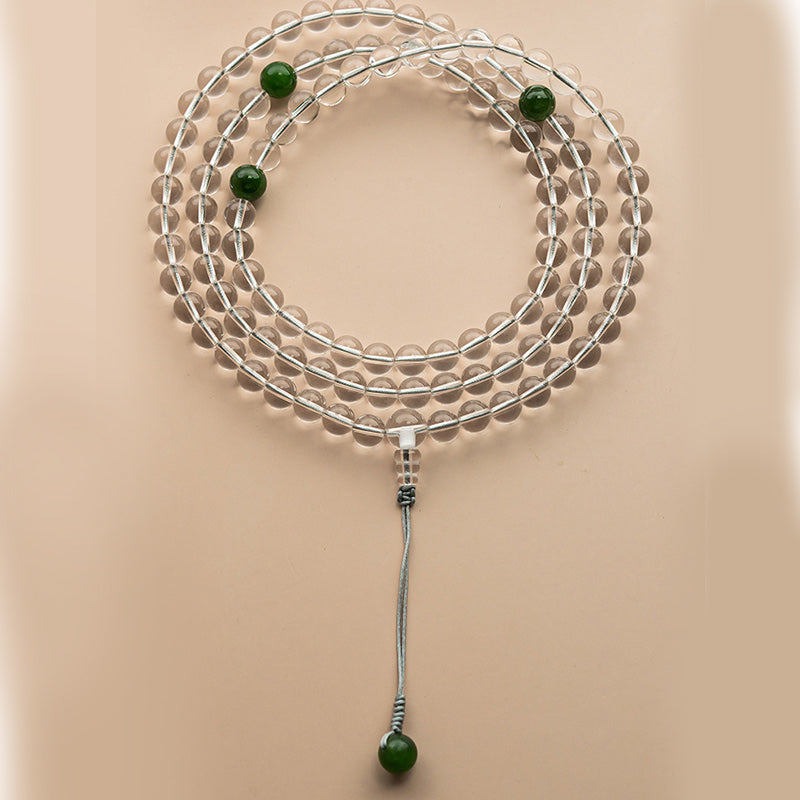 KarmaRipple's 108 Beadwork Ivory Gemstone Jade Meditation Bracelet Mala p4
