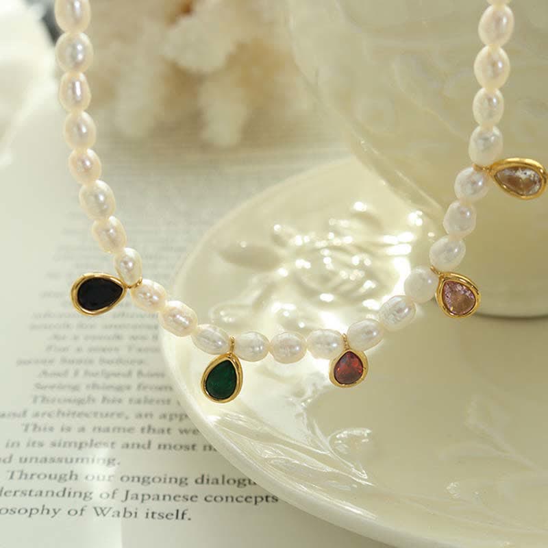KarmaRipple's Pearl Gemstone Stone Purity Pendant Necklace p9