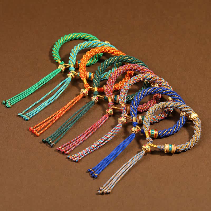 KarmaRipple's Tibetan Handmade Fortune Protection Thangka Prayer Wheel Bell Talisman Braid String Bracelet p11