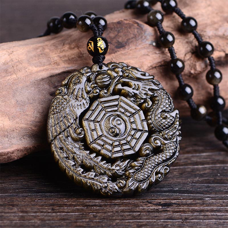 KarmaRipple's Golden Obsidian Balancing Energy Pendant Necklace p4