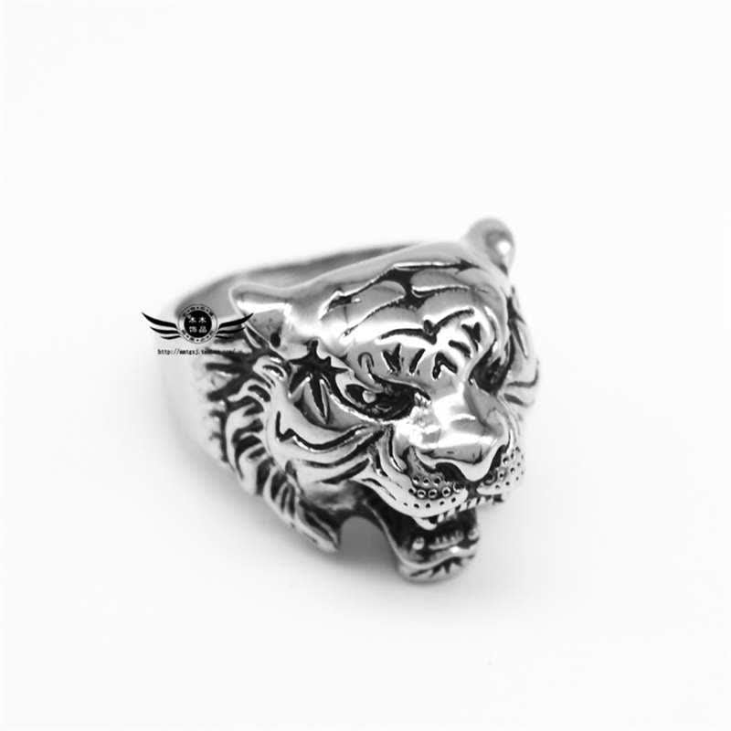 KarmaRipple's Men's Animal Tiger Head Titanium Steel Balance Calm Punk Rock Biker Ring p1
