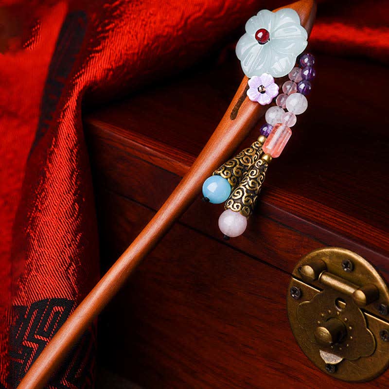 KarmaRipple's Red Sandalwood Amethyst Aventurine Protection Hairpin Decoration p9