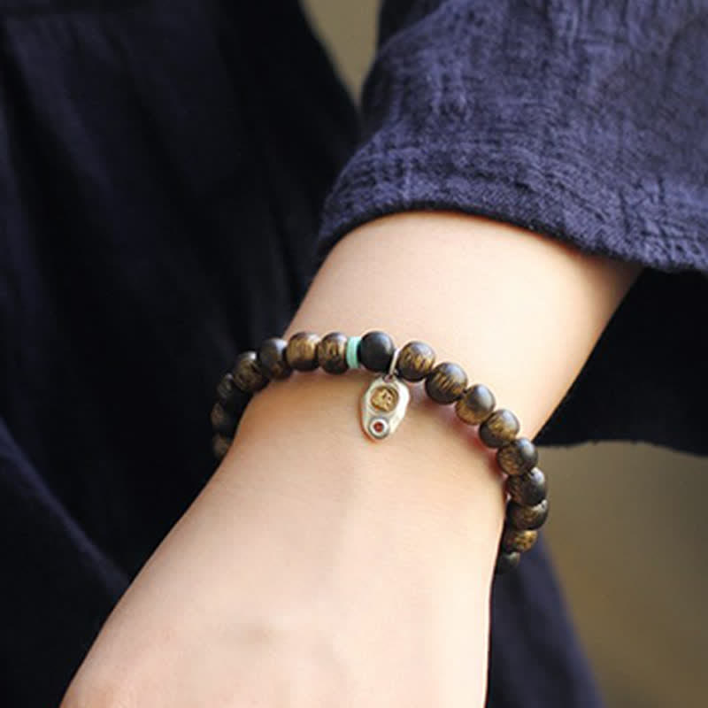 KarmaRipple's Vietnam Qinan Agarwood Turquoise Balance Strength Bracelet p5