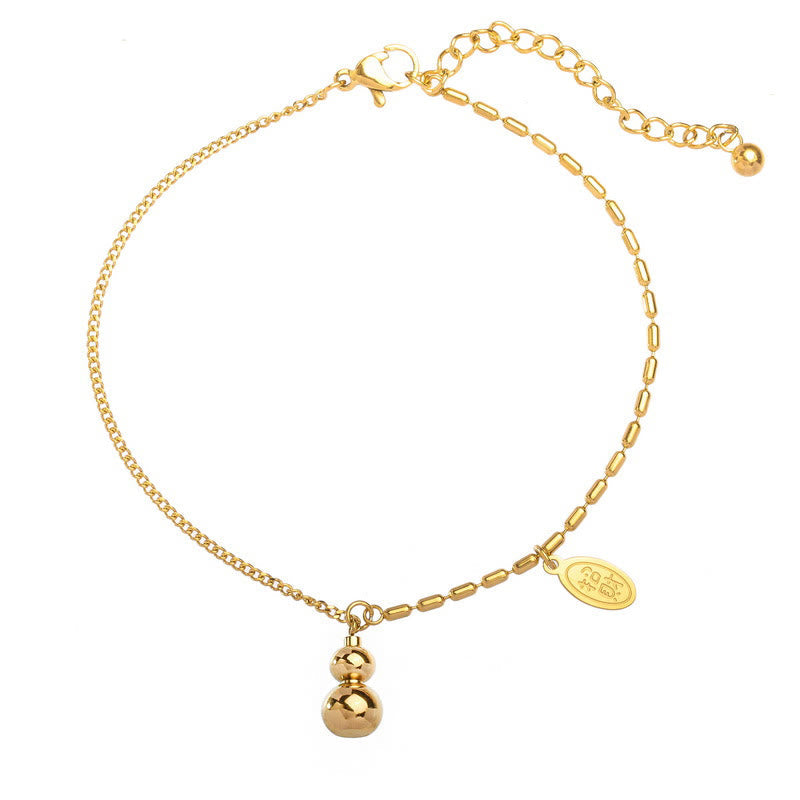 KarmaRipple's 18k Gold Fortunate Gourd Design Wealth Buckle Anklet p7
