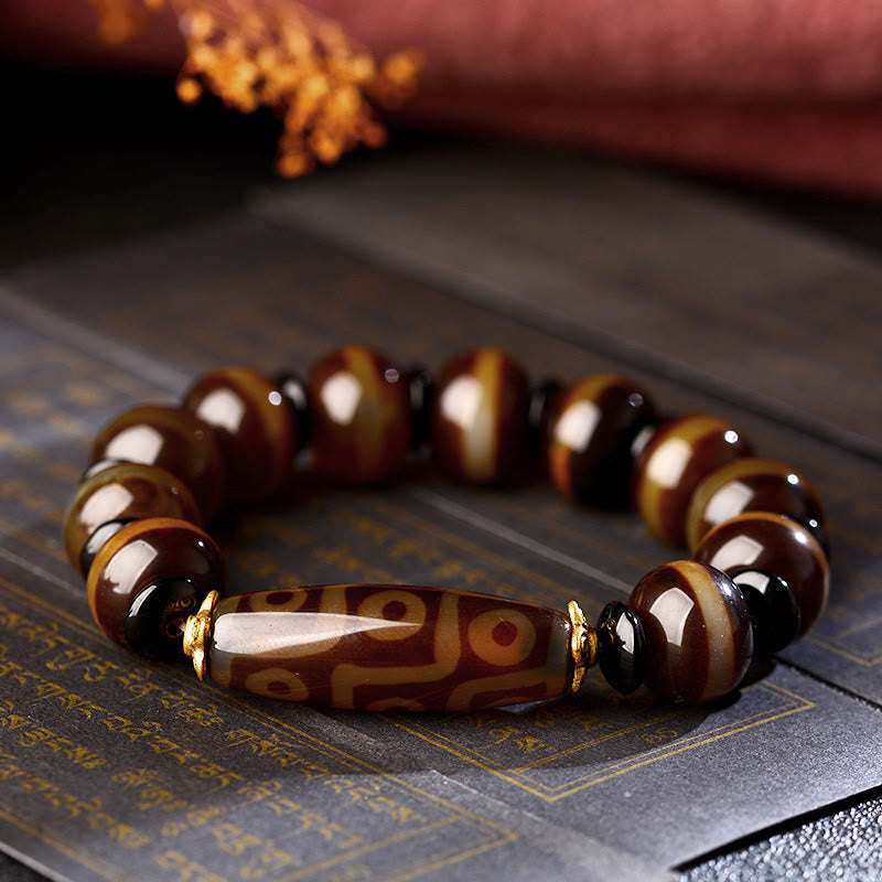 KarmaRipple's Tibetan Authentic Nine-Eye Dzi Bead Agate Wealth Blessings Bracelet p2