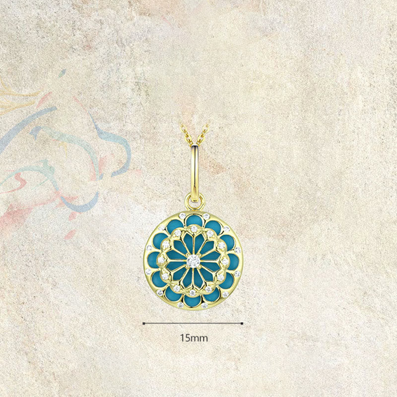 KarmaRipple's 925 Sterling Silver Round Turquoise Zircon Protection Strength Pendant Necklace p7