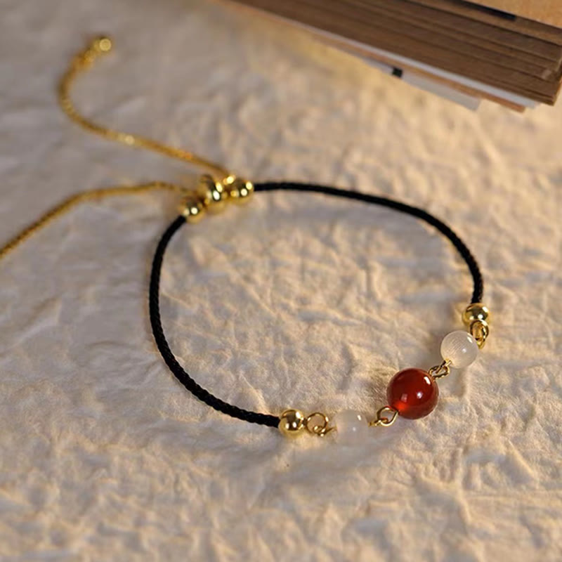 KarmaRipple's Red Agate Cat Eye Woven String Confidence Bracelet p7