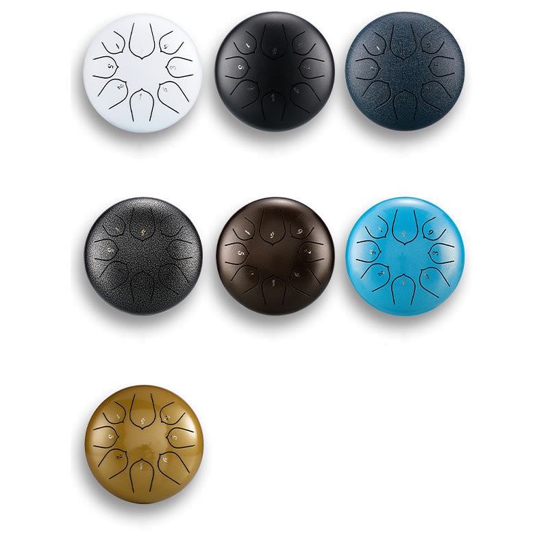 KarmaRipple's Steel Tongue Drum Sound Balancing Meditation Lotus Pattern Drum Kit 8 Note 6 Inch Percussion Instrument p23