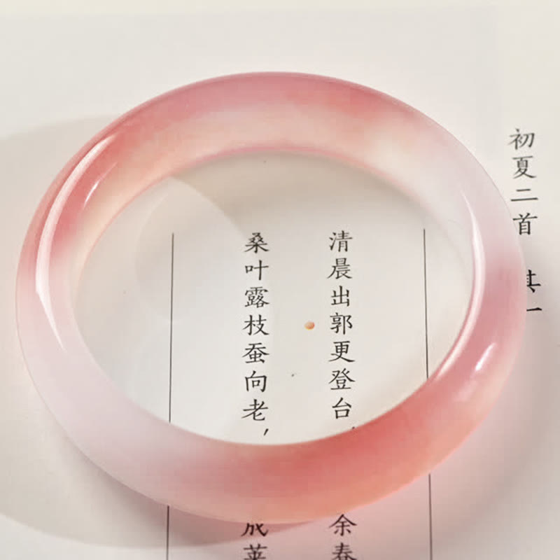 KarmaRipple's Pink Golden Silk Jade Wealth Bracelet Bangle p19