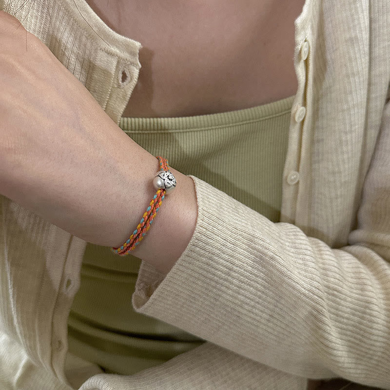 KarmaRipple's 999 Sterling Silver Persimmon Fortune Multicolored Woven Bracelet p14