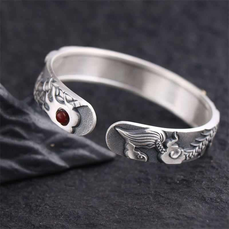 KarmaRipple's 999 Sterling Silver Dragon Strength Protection Bracelet Bangle p4