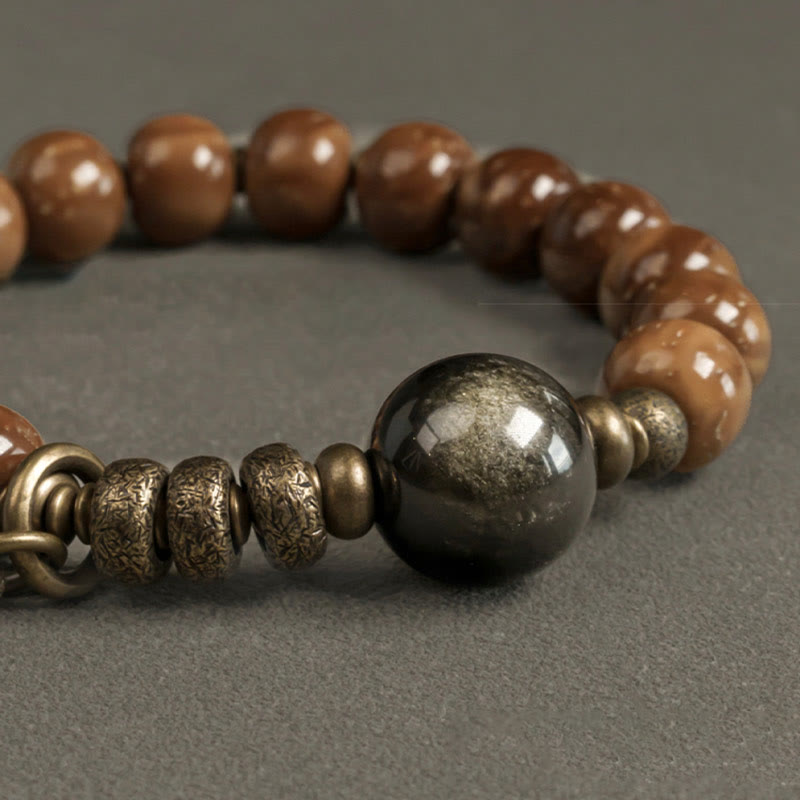 KarmaRipple's Kuka Seed Tiger Eye Gold Sheen Obsidian Bronze Wealth Fortune Bracelet p11