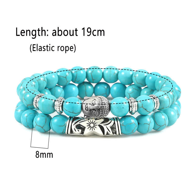 KarmaRipple's 2Pcs Authentic Gemstone Agate Buddha Protection Bracelet p20