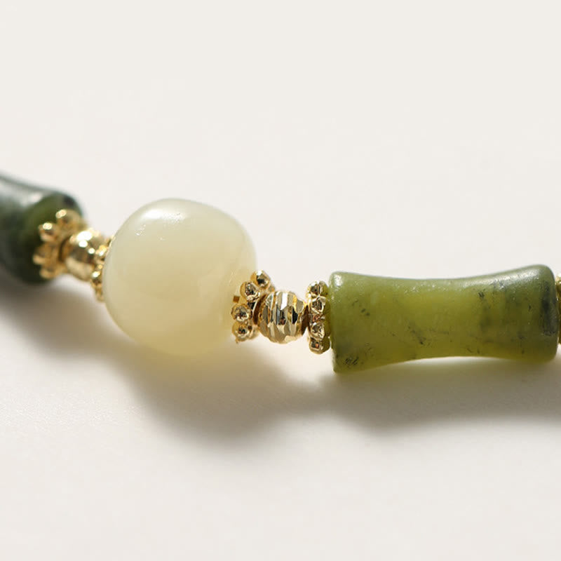 KarmaRipple's Glass Bead Bamboo Fortune Strength Chain Bracelet p8