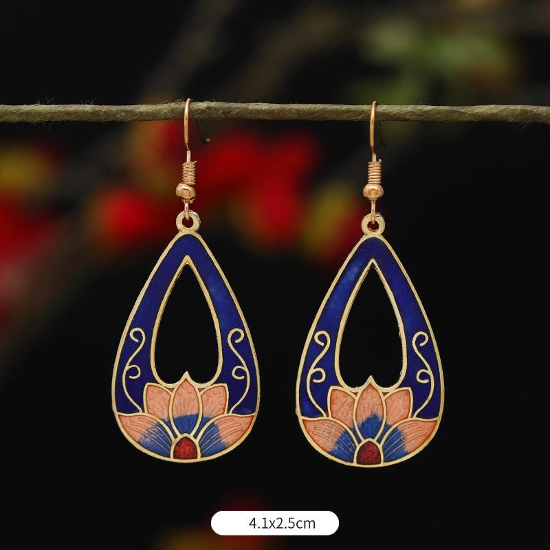 KarmaRipple's Lotus Butterfly Flower Alloy Bronze Enlightenment Drop Earrings p3