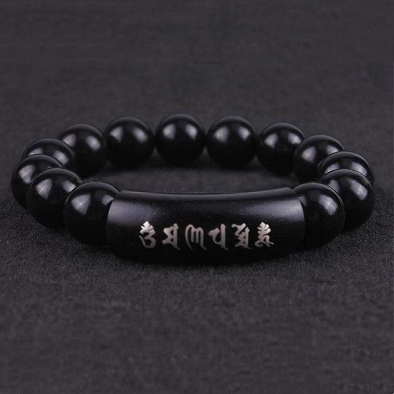 KarmaRipple's 999 Sterling Silver Ebony Wood Om Mani Padme Hum Inlaid Balance Bracelet p4
